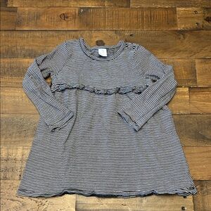 Nordstrom Blue & White Striped Long-Sleeve Ruffle Tunic